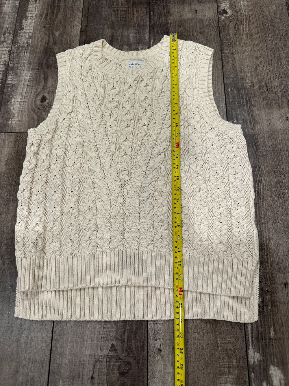 Sleeveless Cable Knit Sweater Vest - Cream